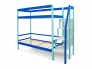 Двухъярусная кровать Svogen с ящиками и бортиком мятно-синий
