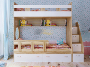 Кровать двухъярусная Юниор 1 с белым фасадом
