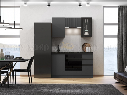Кухня Техно-6 1500 мм Графит/Графит софт