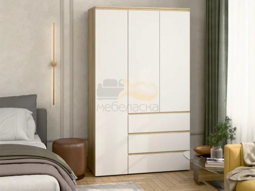 Шкаф 3-хстворчатый с 3-мя ящиками Прайм сонома/белый