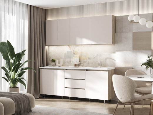 Кухня Челси 2,0 м Компановка №2 Кашемир, Крафт серый (Антарес)