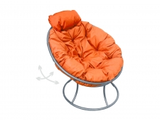 Кресло Папасан мини пружинка без ротанга оранжевая подушка